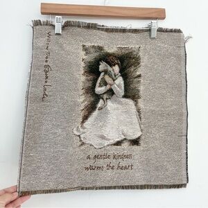 Willow Tree Beige Wall Hanging Decor A Gentle Kindness Girl w Cat Tapestry 17x17